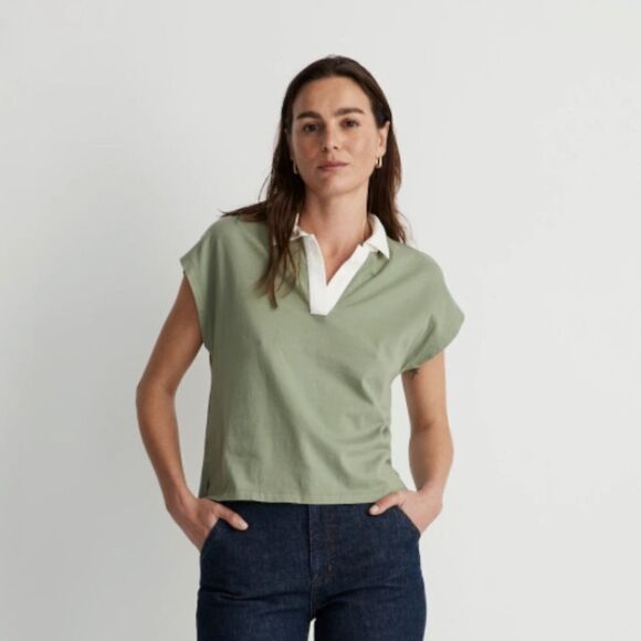 Madewell relaxed polo tee in Aloe Green Size Extra Small XS NWT - Picture 1 of 11